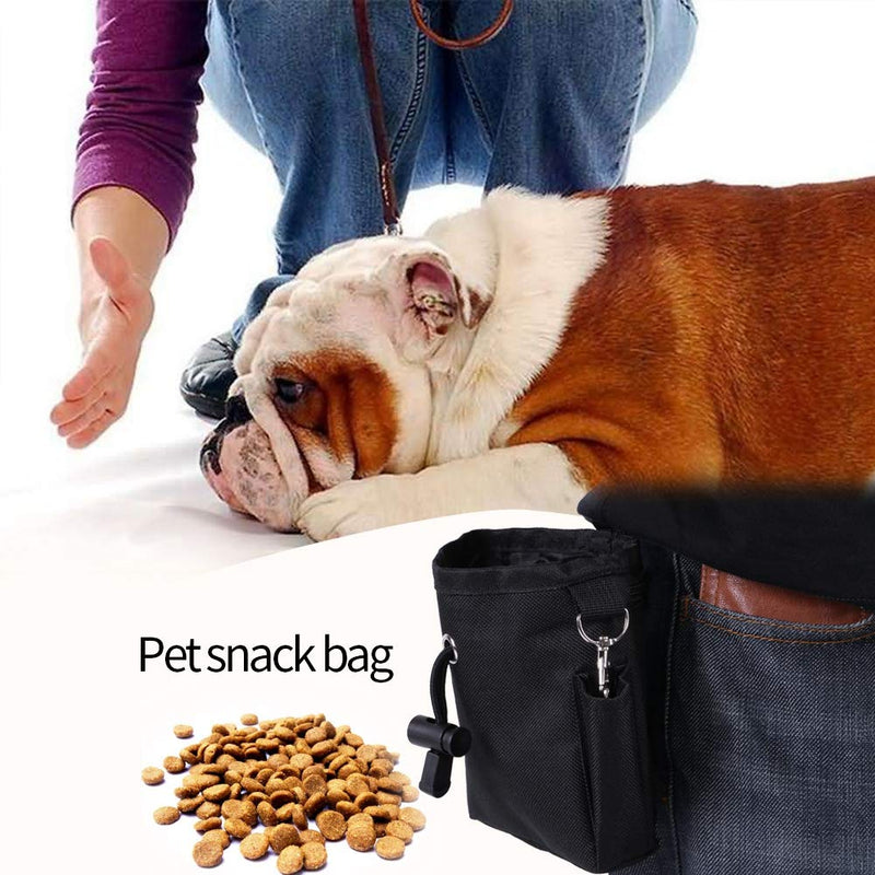 [Australia] - Pssopp Pet Treat Bag Dog Obedience Training Waist Pouch Pet Reward Drawstring Closure Pouch Bait Bag Dog Treat Carrier Holder Food Snack Small Items Storage Bags Black 