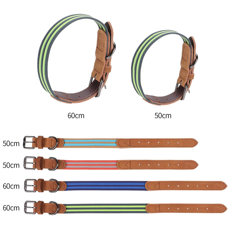 G.C Leather Dog Collar Large Medium Small Dogs Puppy Reflective Soft Padded Adjustable Lightweight Traning Outdoor Adventure Comfortable Pet Collar Accessories 50-60 cm 60CM Green - PawsPlanet Australia