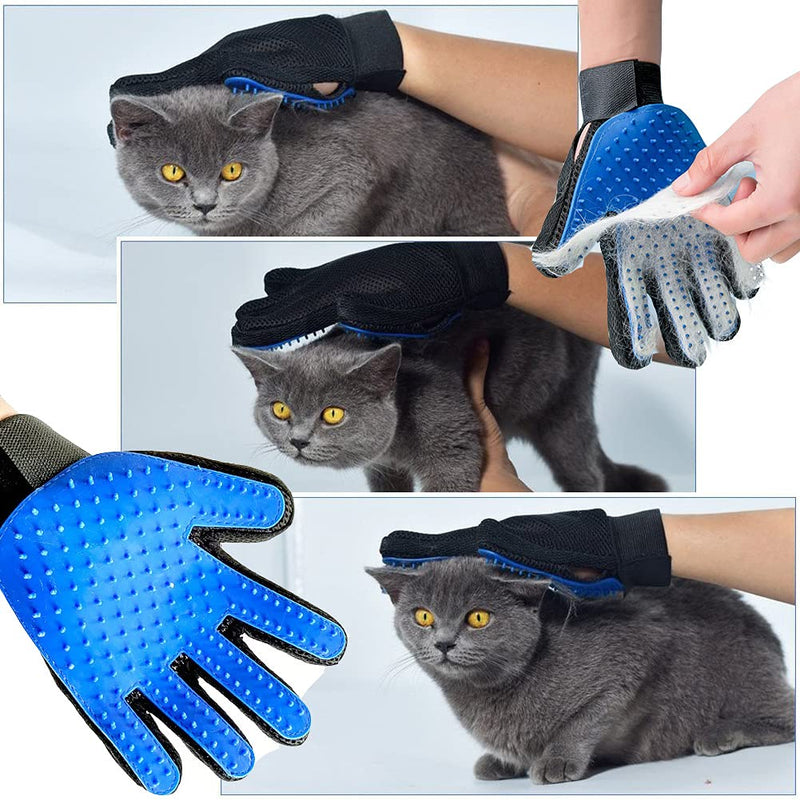 Pet Hair Remover Lint Roller & Pet Grooming Glove, Dog and Cat Fur Remover Brush Self-Cleaning Base, for Furniture, Carpet, Car Seat, Massage Glove with Improved Five Finger Design - PawsPlanet Australia