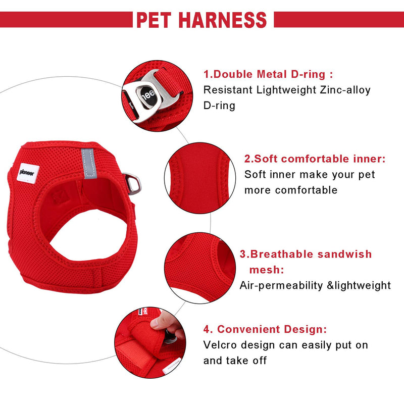 HAPPY HACHI Soft Mesh Dog Cat Harnesses Lightweight Reflective Padded Vest Harnesses for Small Puppy Pet Animal(S 11.42-12.99 in,Red) S Red - PawsPlanet Australia