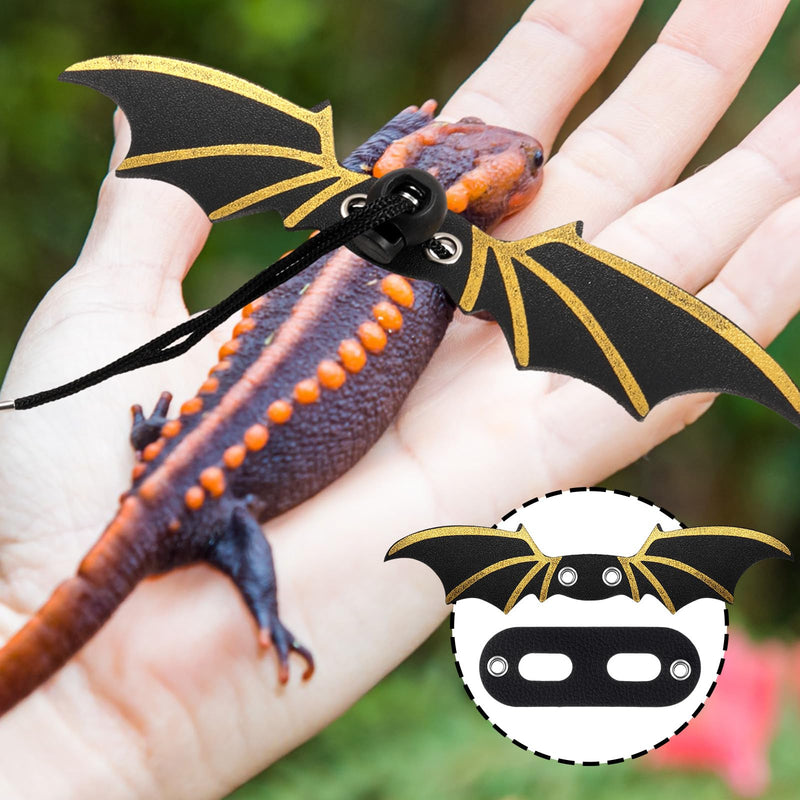 Wesnoy 3 Pcs Bearded Dragon Harness 3 Size Adjustable Cool Leather Lizard Leash Harness Bearded Dragon Leash with Wings for Reptile Safety Walking Accessories (Black) Black - PawsPlanet Australia