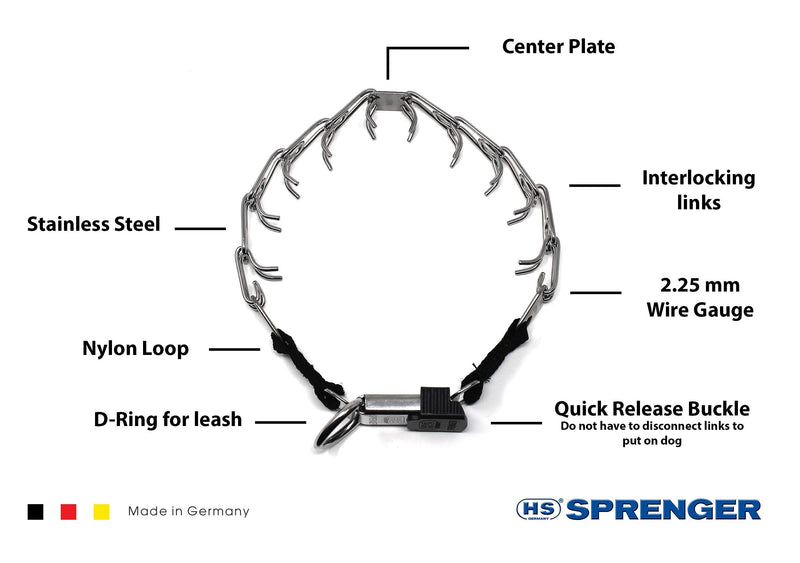 Herm Sprenger Stainless Steel Prong Dog Training Collar with Quick Release Buckle Ultra-Plus Pet Pinch Collar No-Pull Collar for Dogs Made in Germany 16in (40cm) 2.25mm - PawsPlanet Australia