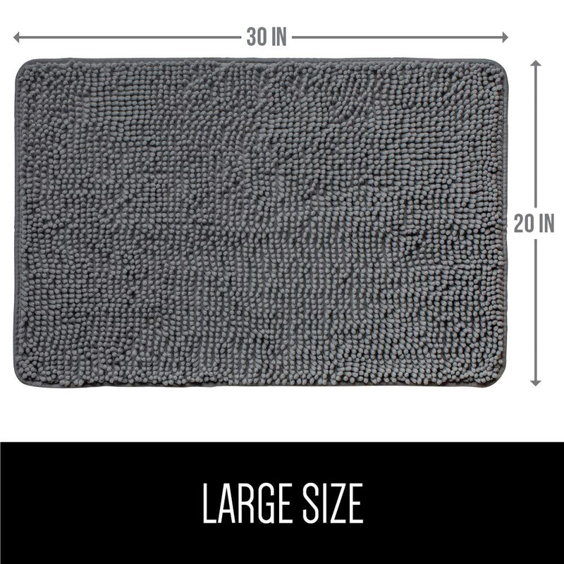 Gorilla Grip Original Luxury Chenille Bathroom Rug Mat, 30x20, Extra Soft and Absorbent Shaggy Rugs, Machine Wash Dry, Perfect Plush Carpet Mats for Tub, Shower, and Bath Room, Grey 30" x 20" - PawsPlanet Australia