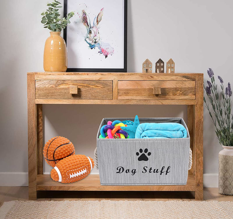 Morezi Canvas Pet Toy and Accessory Storage Bin, Basket Chest Organizer - Perfect for Organizing Pet Toys, Blankets, Leashes and Food - Grey - PawsPlanet Australia