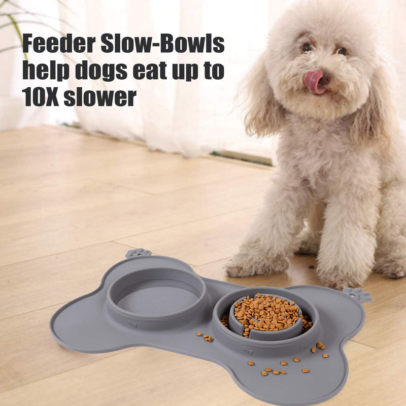 The Pet Mat with Slow Food Feeder and Water Bowl Improves Digestion for Small Medium Large Dogs Cats (14.5x10.5inch black) 14.5x10.5inch black - PawsPlanet Australia