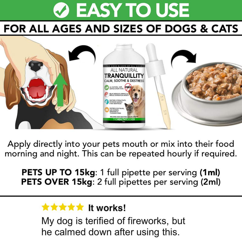 The Healthy Dog Co All Natural Calming Drops for Dogs & Cats | Tranquillity | 50-100 Servings | Healthiest Calming Aid For Pets Who Need Stress & Anxiety Relief - PawsPlanet Australia