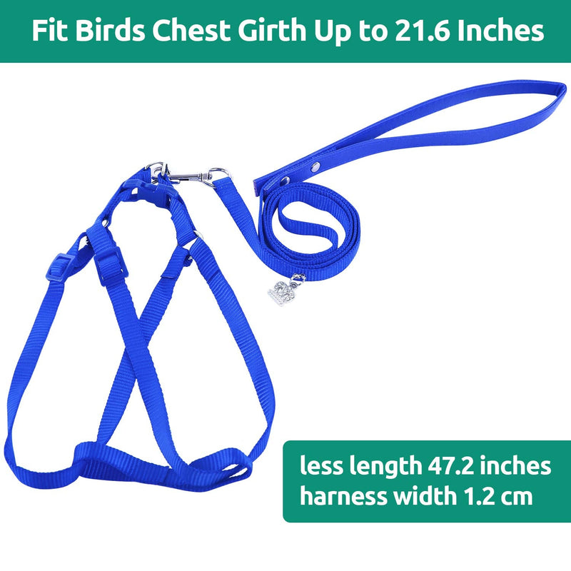 Bird Harness and Leash Kit Adjustable Anti-Bite, Fit for Large Medium Birds, Macaw,Budgerigar, Cockatoo, African Grey, and Reptiles, Lizards Blue - PawsPlanet Australia