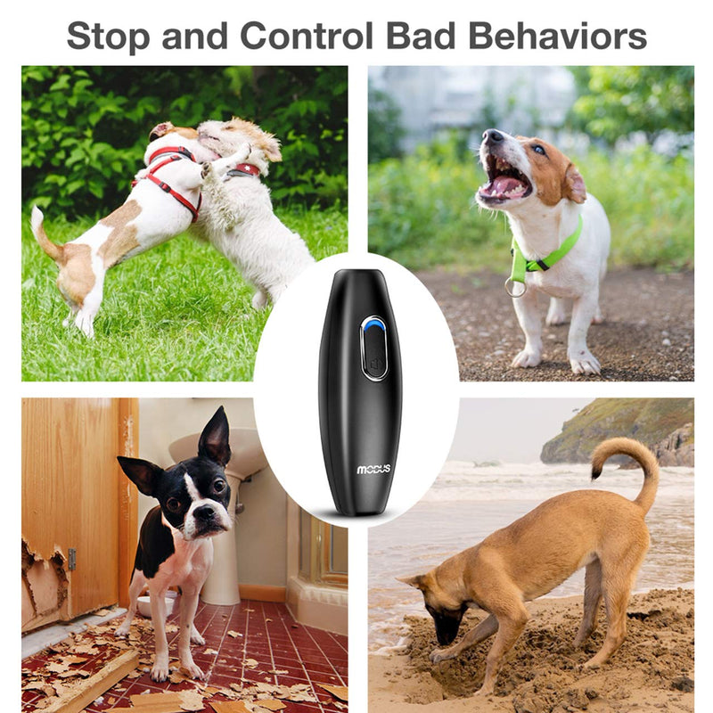 MODUS Bark Control Device - Ultrasonic Dog Bark Deterrent, 2 in 1 Dog Behavior Training Tool of 16.4 Ft Effective Control Range, 100% Safe to use, with LED Indicator/Wrist Strap Outdoor Indoor (Black) - PawsPlanet Australia