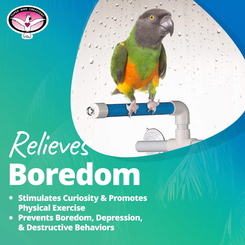 [Australia] - Super Bird Creations SB126 Portable Fold-Away Shower Perch with Suction Cups, Bird Grooming Accessory for Medium & Large Size Birds, 9.5” x 11” x 8” 