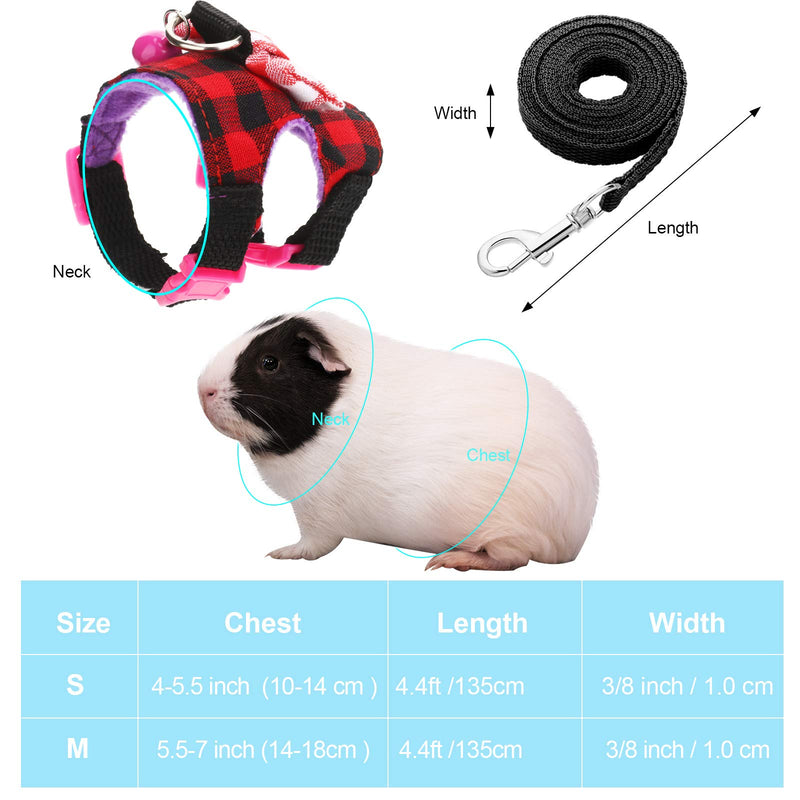 4 Pieces Small Pet Harness Vest and Leash Set with Cute Bowknot and Safe Bell Decor Chest Strap Harness for Outdoor Walking Rabbit Ferret Guinea Pig Bunny Hamster Puppy Kitten (Small) Small (4 Count) - PawsPlanet Australia