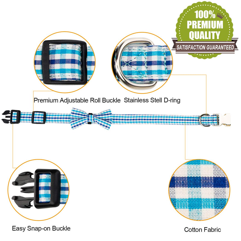 [Australia] - HAOPINSH Dog Bow Tie, Bow Tie Collar for Dogs Buckle Light Dog Plaid Bow tie Collar for Dogs Cats Pets Soft Comfortable,Adjustable Small Blue 