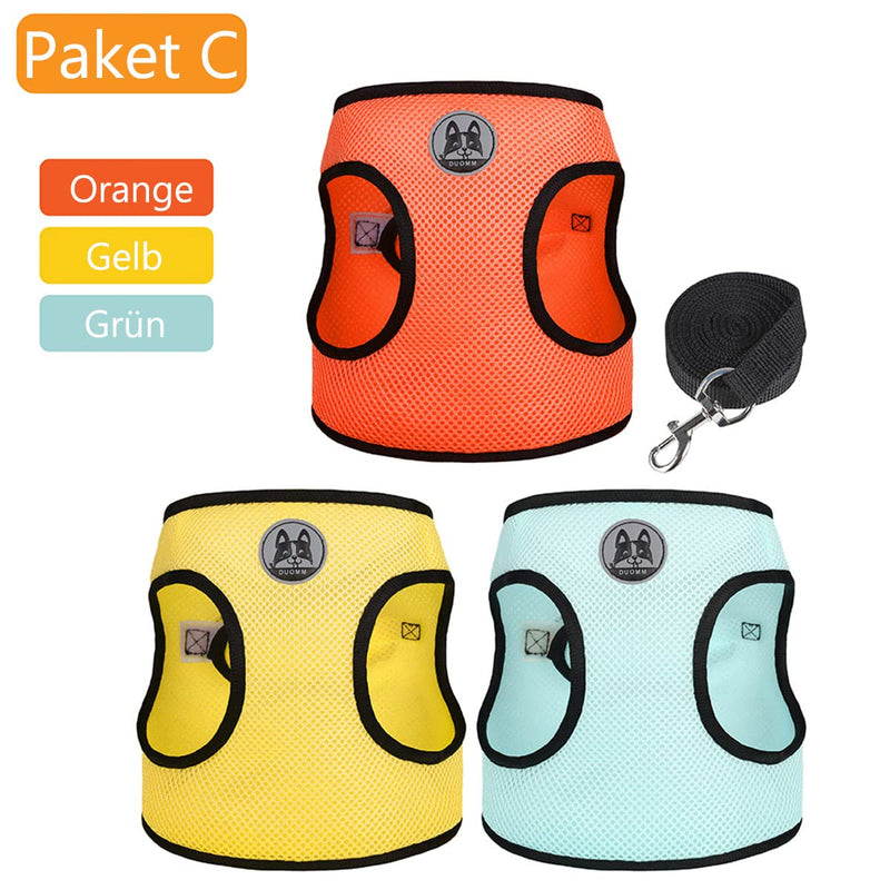 Lairle Small Dog Harness, Puppy Harness, Cat Harness, 3-Pack Dog Harness No Pull Soft Mesh Dog Vest Hanress with Leash Set for Small Dogs Cats SC - PawsPlanet Australia