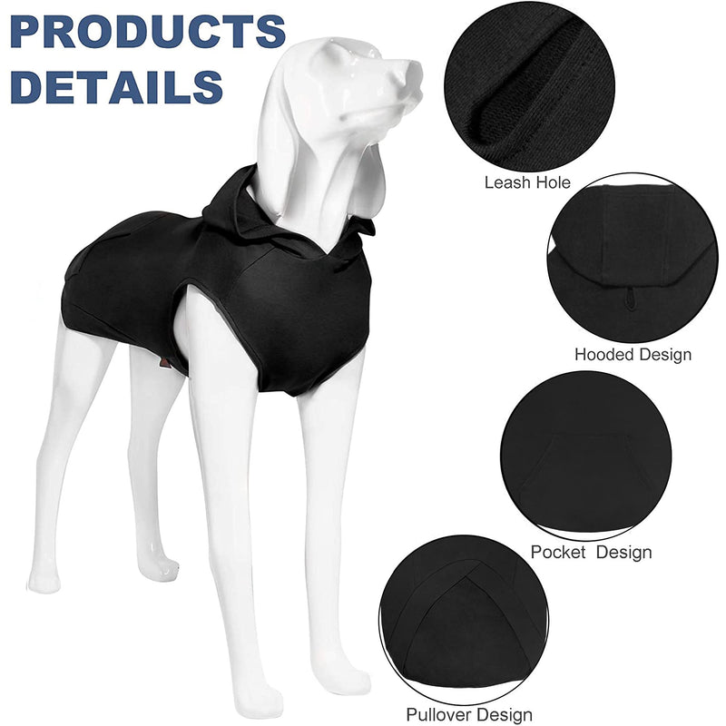 Kickred Dog Hoodies, Pet Dog T-Shirt Vest Coat with Hat & Pocket & Leash Hole, Soft and Breathable Dog Pullover Jumpsuit Puppy Jumpers Apparel Outfits for Small Medium Large Dogs XS Black - PawsPlanet Australia