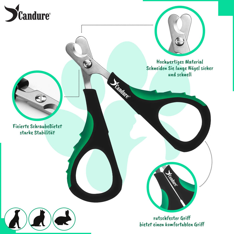 Candure Cat Nail Clippers for Pets Professional Claw Care Cat Nail Scissors for Dogs, Rabbits, Puppy, Rats - Stainless Steel Claw Trimmer with Sharpest Blades Small (XS) Dark Green - PawsPlanet Australia