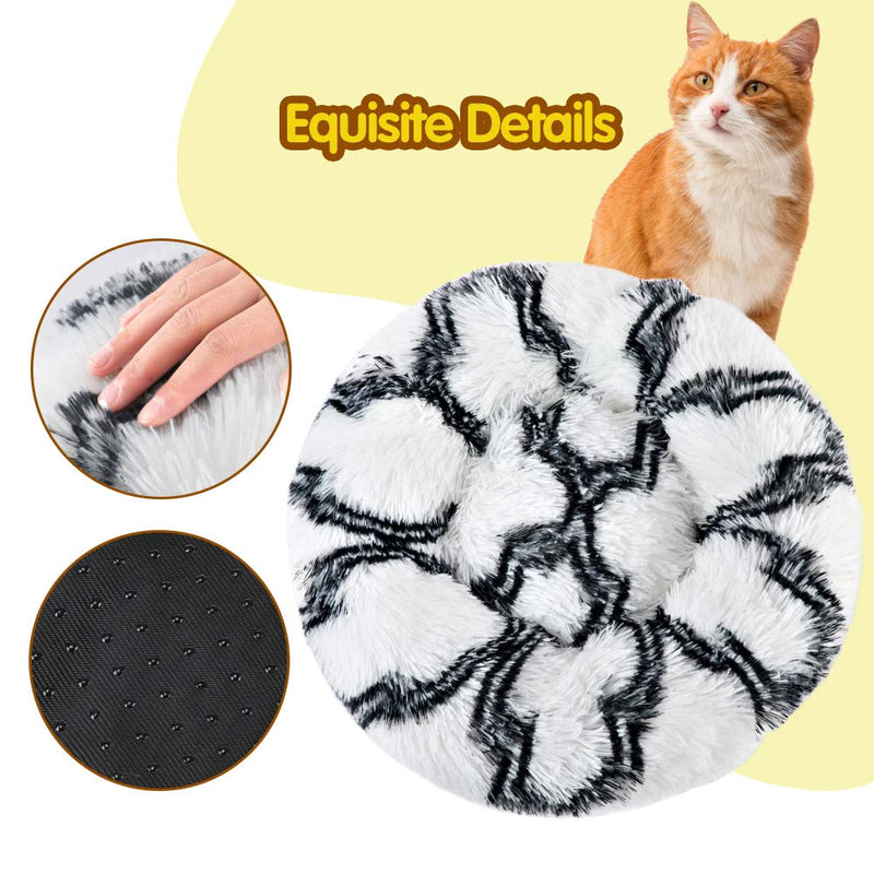 [Australia] - EMUST Pet Cat Bed Dog Bed, 5 Sizes for Small Medium Large Pet Cats Dogs, Round Donut Cat Beds for Indoor Cats, Anti-Slip Marshmallow Dog Beds, Multiple Colors 40cm-15.7‘’ black and white 