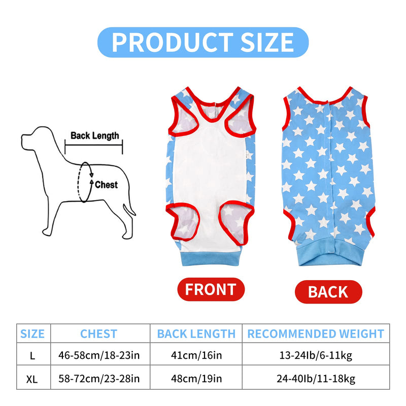 Dog Recovery Suit, Anti-Licking Dog Surgery Recovery Suit for Dogs and Cats, Pet Onesie Cone E-Collar Alternative Dog Surgical Vest for Abdominal Wounds, Skin Diseases, Weaning, Postoperative (Large) Large - PawsPlanet Australia