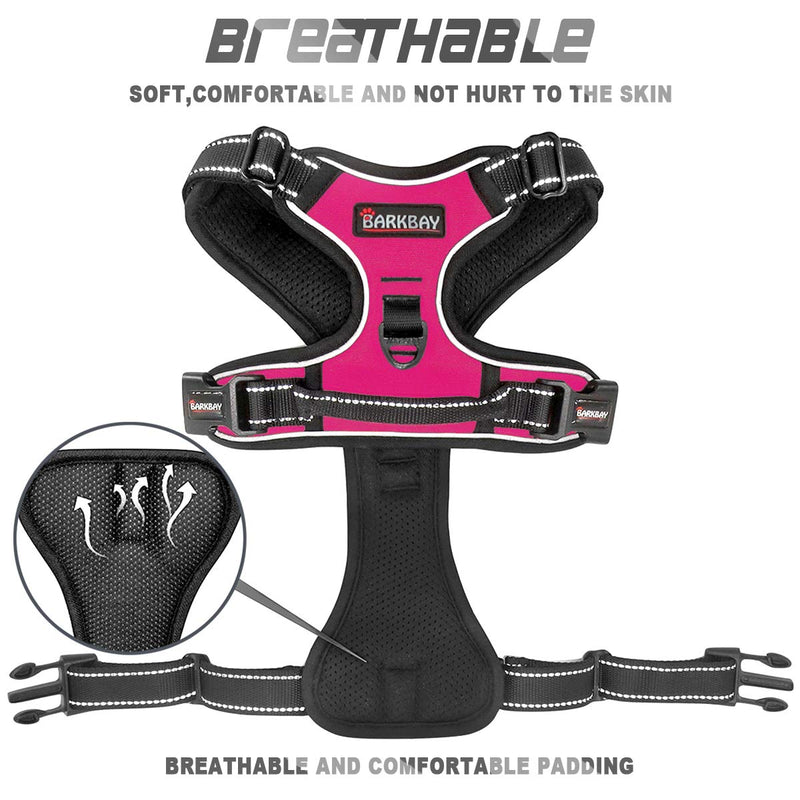 [Australia] - BARKBAY No Pull Dog Harness Front Clip Heavy Duty Reflective Easy Control Handle for Large Dog Walking Large(Chest:27-32") Pink 