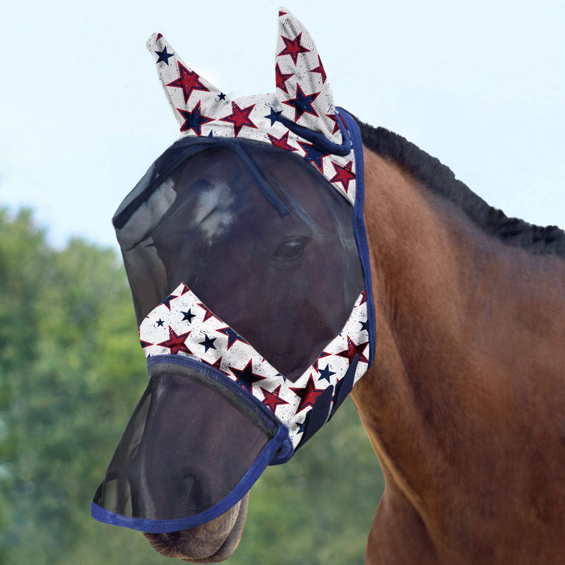 Harrison Howard LumiVista Horse Fly Mask Long Nose with Ears UV Protection for Horse-Dream Star(M; Cob) Cob (Medium) Dream Star - PawsPlanet Australia