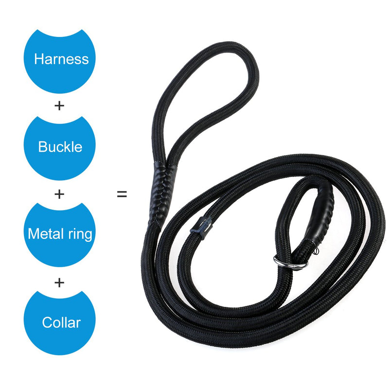 UEETEK Durable Pet Dog Nylon Adjustable Loop Training Leash Slip Lead Traction Rope 1.5m (Black) - PawsPlanet Australia