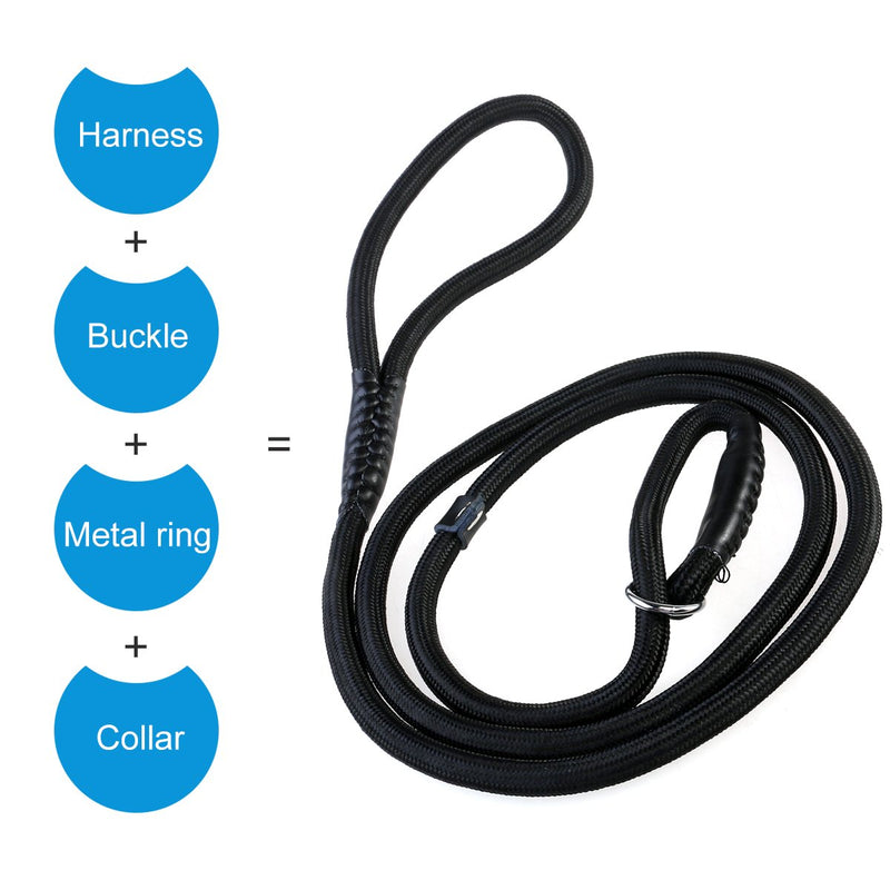 [Australia] - UEETEK 150cm Durable Pet Dog Training Leash,Adjustable Nylon Loop Slip Lead Traction Rope(Black) 