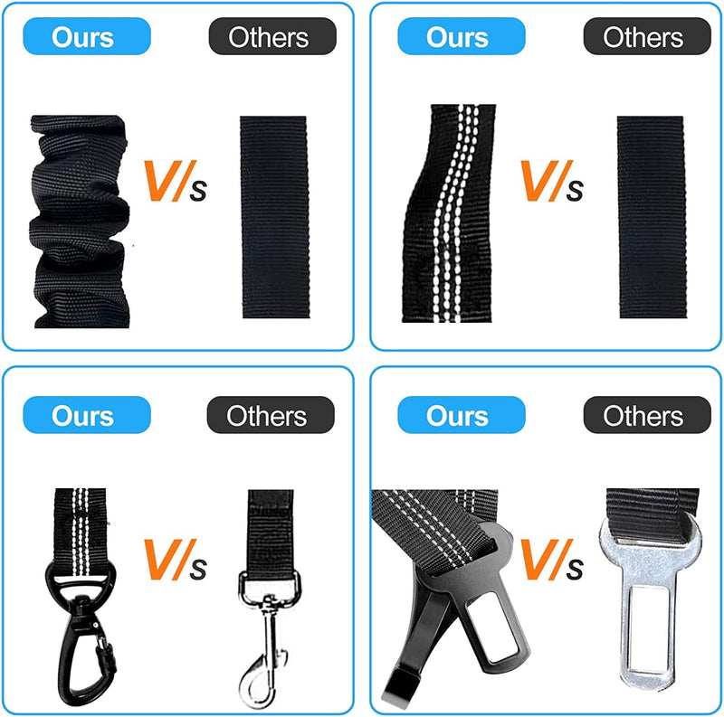 Firschoie dog car seat belt, 3-in-1 dog belt for the car, dog seat belt with elastic shock absorption, thick zinc alloy, double secure bolt hook and double buckle - PawsPlanet Australia