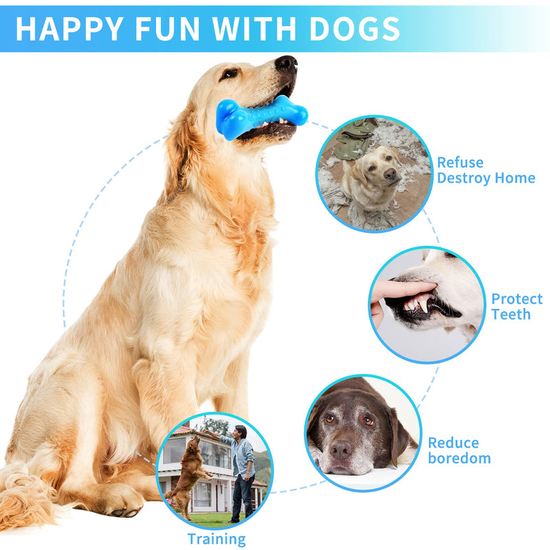 HEAPETBON Dog Chew Toys for Aggressive Chewers, Natural Rubber Indestructible Teeth Clean Toys, Durable Chew Toys for Medium/ Large Dogs Blue-bones - PawsPlanet Australia