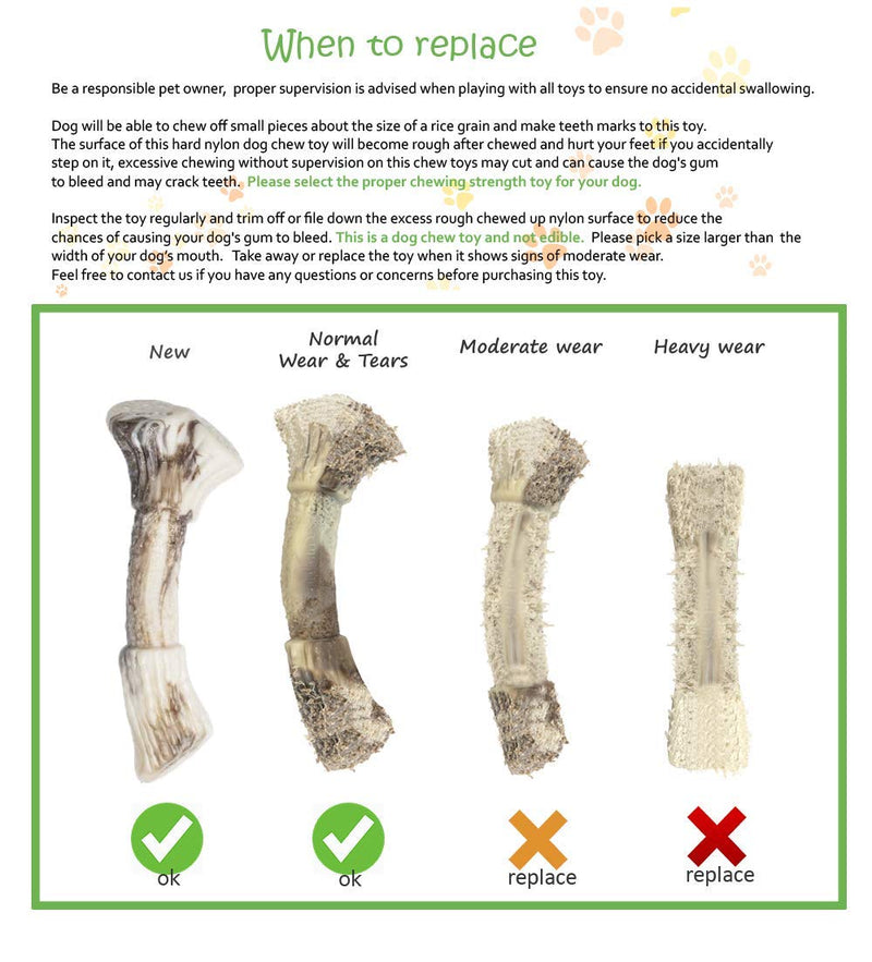 PetsLA Dog Chew Toys for Aggressive Chewers Large Breed Indestructible Hard Nylon Dog Bone Toy Durable Dog Chew Toy Dog Teething Toy for Large Medium Small Dogs Antler Shape Small (Pack of 1) - PawsPlanet Australia