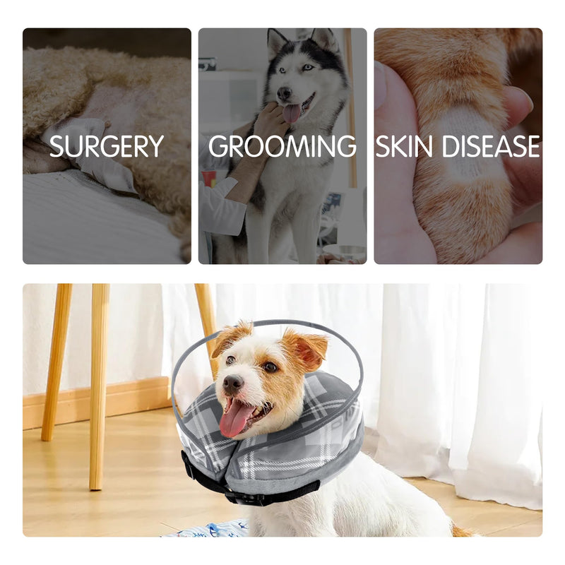 Inflatable Neck Brace for Dogs, Protective Collar for Dogs & Cats, Inflatable Collar for Recovery After Operations or Wounds, Leak Protection Inflatable Neck Brace, Protective Collar Dog Collars Gray M - PawsPlanet Australia