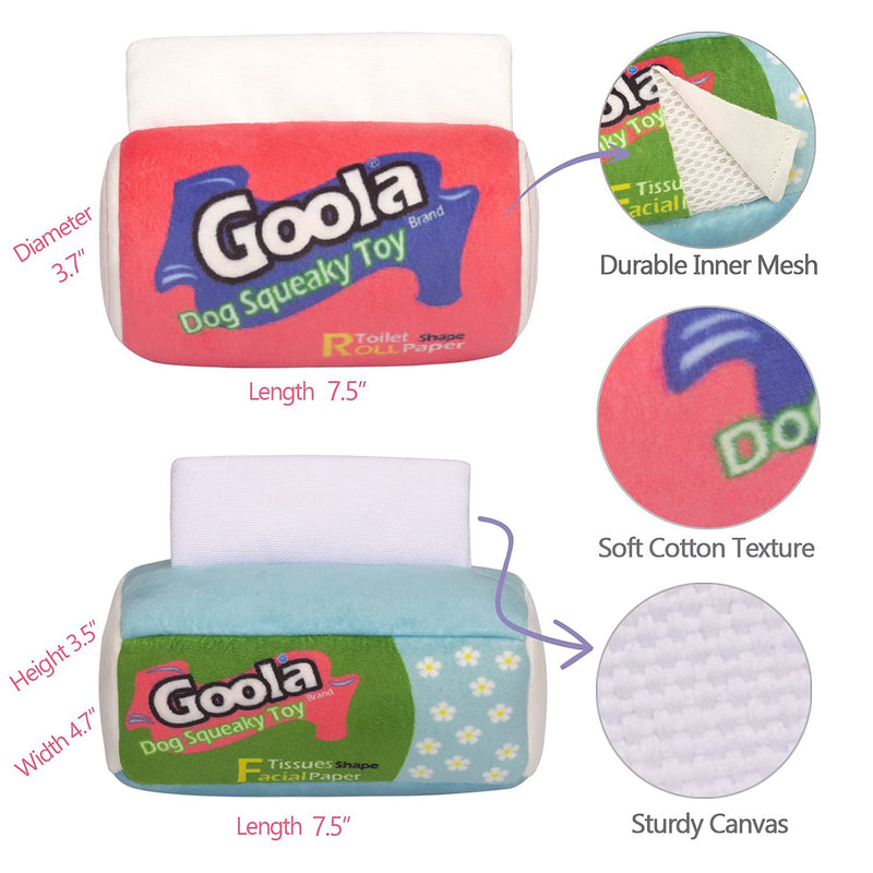 GOOLA Dog Squeaky Toys,2 Pack Funny Stuffed Dog Plush Toy,Interactive Durable Dog Chew Toys with Squeaker and Crinkle Paper for Puppy Small Medium Large Breed Dogs - PawsPlanet Australia