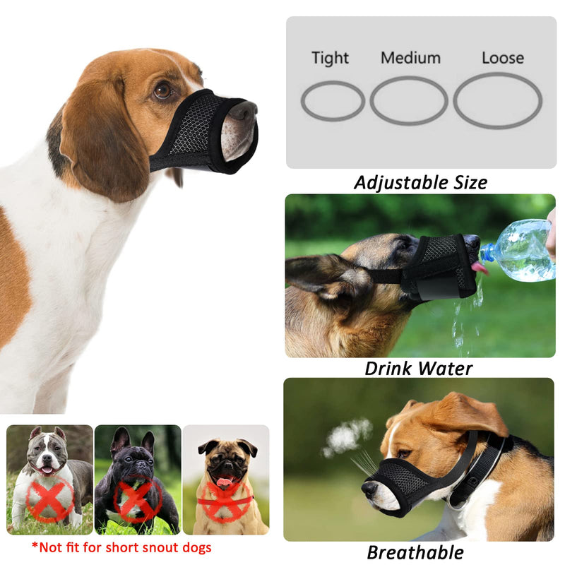 Dog Muzzle Breathable Mesh, Durable Dog Muzzle Guard, Nylon Dog Mouth Cover with Adjustable Loop, Dog Training Muzzle for Daily Behavior Training, Prevent for Biting Barking and Chewing (Black, M) - PawsPlanet Australia
