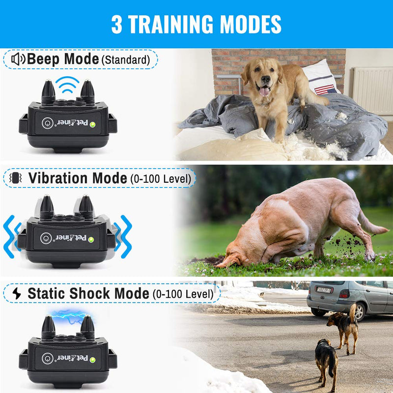 [Australia] - Petrainer 620 Waterproof Dog Training Collar Rechargeable Dog Shock Collar with Remote 1000ft with Beep Vibrating Electric Shock Collar for Dogs (10-100lbs) 