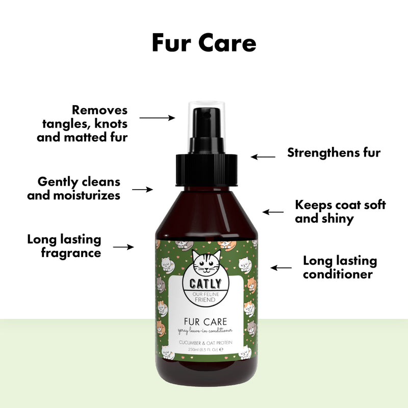 CATLY Detangling Spray Cat Care Spray - 250ml - Dry Conditioner with Aloe Vera for Cats, Natural Detangling and Deodorization - Cleans & Softens, Practical Alternative to Cat Shampoo - PawsPlanet Australia