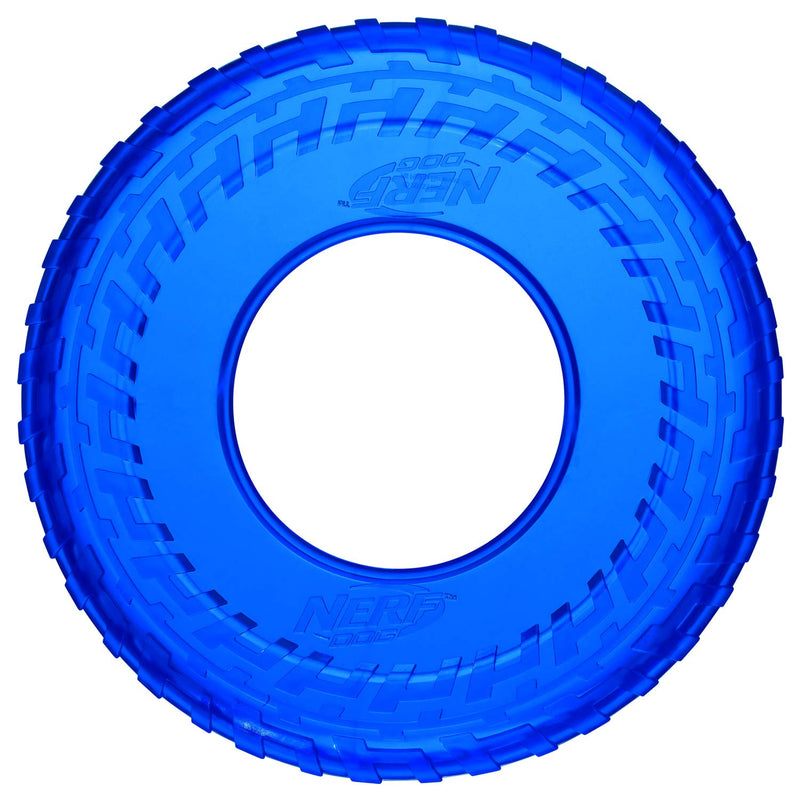 Nerf Dog 10in Enhanced Translucent TPR Tire Flyer - Blue - PawsPlanet Australia
