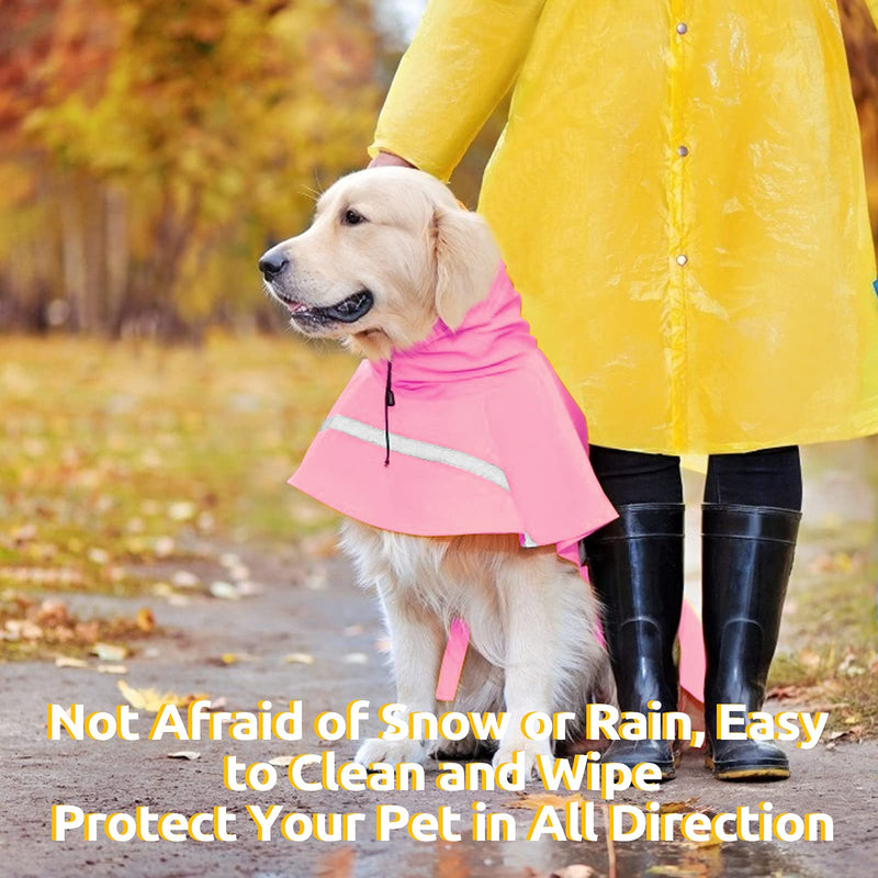 SUNFURA Dog Raincoat with Reflective Strip, Pet Waterproof Poncho Dog Outdoor Lightweight Hooded Rain Jacket Coat Slicker with Adjustable Drawstring for Small Medium Large Dogs, Pink M - PawsPlanet Australia