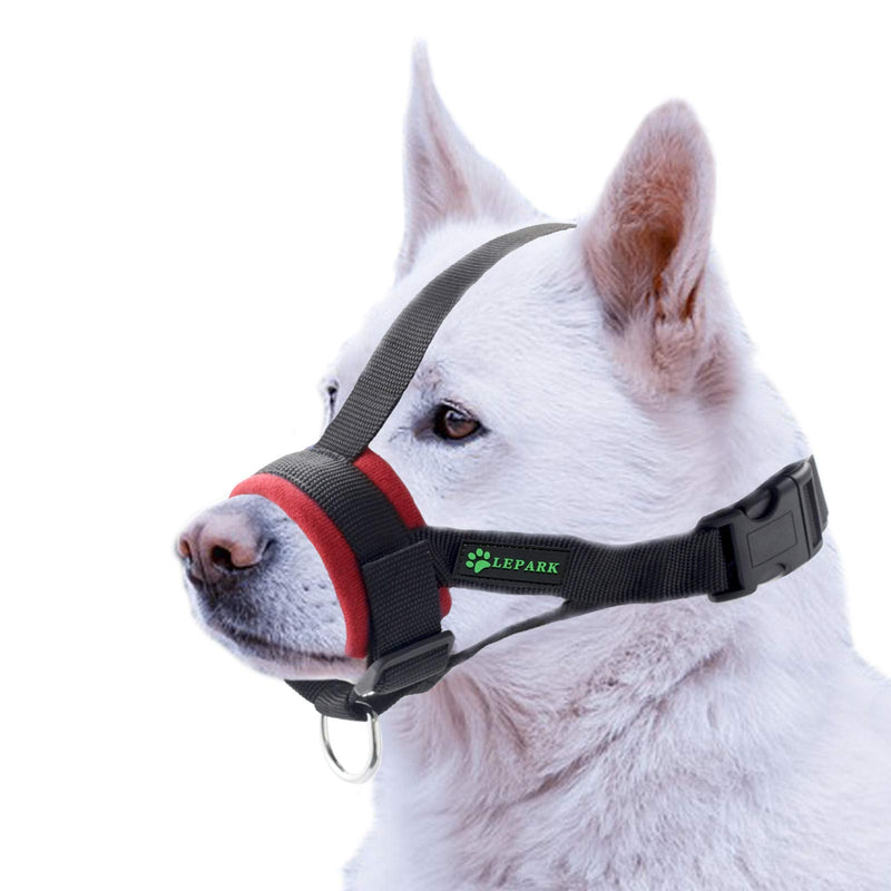 ILEPARK Dog Muzzle Soft Nylon Pet for Small, Medium and Large Dogs, Prevents Biting, Barking and Chewing Adjustable (XXL, Red) XXL Red - PawsPlanet Australia