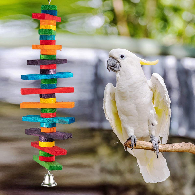 [Australia] - MEWTOGO 2Pcs Bird Parrot Chewing Sticks Toys- Multicolored Natural Wooden Blocks Suggested for Conures, Parakeets, Cockatiels, Lovebirds, African Grey and a Variety of Amazon Parrots 