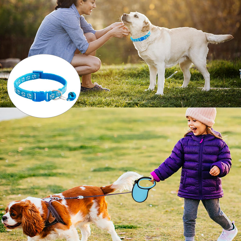 TRKETK Retractable Dog Lead, 5m Tangle-Free Extendable Dog Lead with Anti-Slip Handle Anti-Theft Dog Leads with Dog Collar for Small to Medium Dogs (Blue) - PawsPlanet Australia