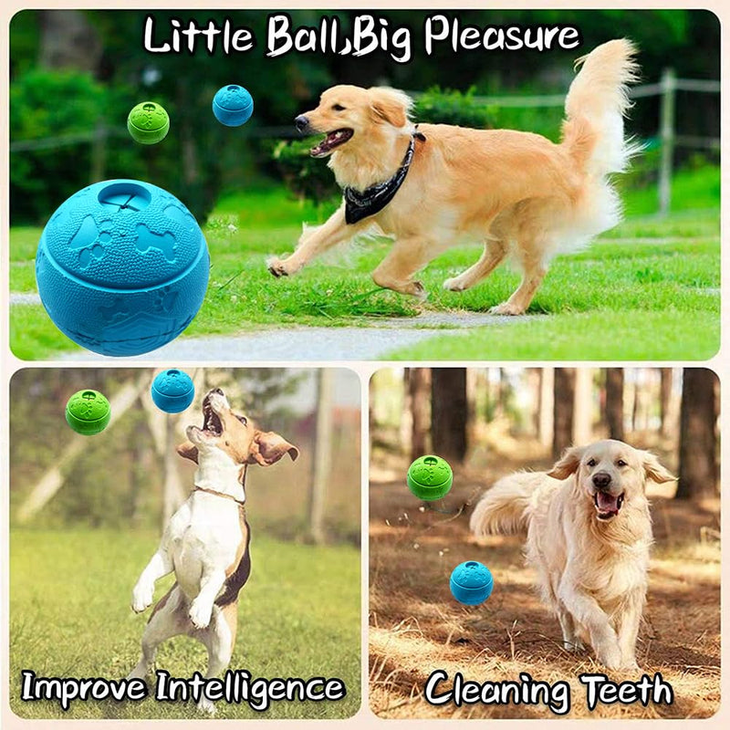 Dog Toy Indestructible Feeder Ball Snack Ball Made of Natural Rubber Dog Interactive Balls Diameter 8.1 cm (1 x Green + 1 x Blue) - PawsPlanet Australia