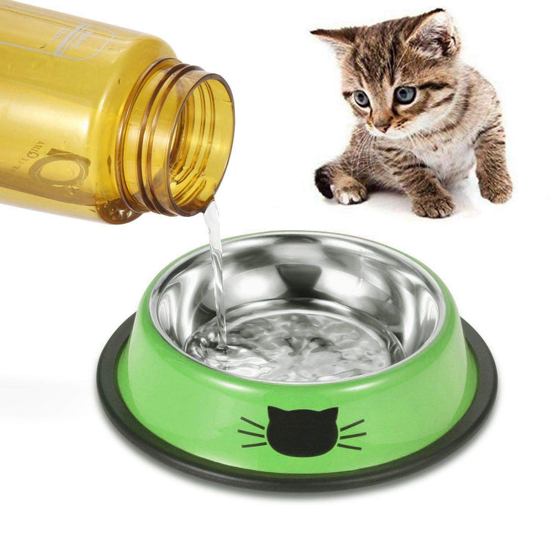 Qiajie 2 PCS Stainless Steel Cat Feeding Bowl Non-slip Pet Food Water Feeding Bowl for Dogs Cats - PawsPlanet Australia