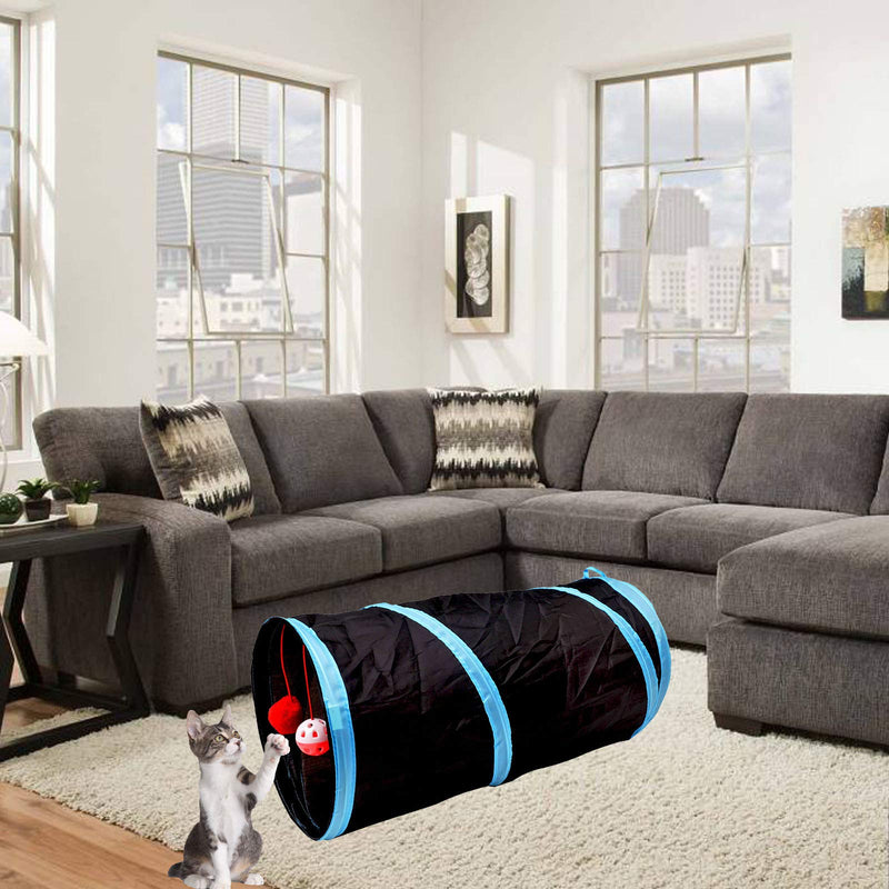 [Australia] - iCAGY Cat Tunnel for Indoor Cats Interactive, Rabbit Tunnel Toys, Pet Toys Play Tunnels for Cats Kittens Rabbits Puppies Crinkle Collapsible S - 20" Black 