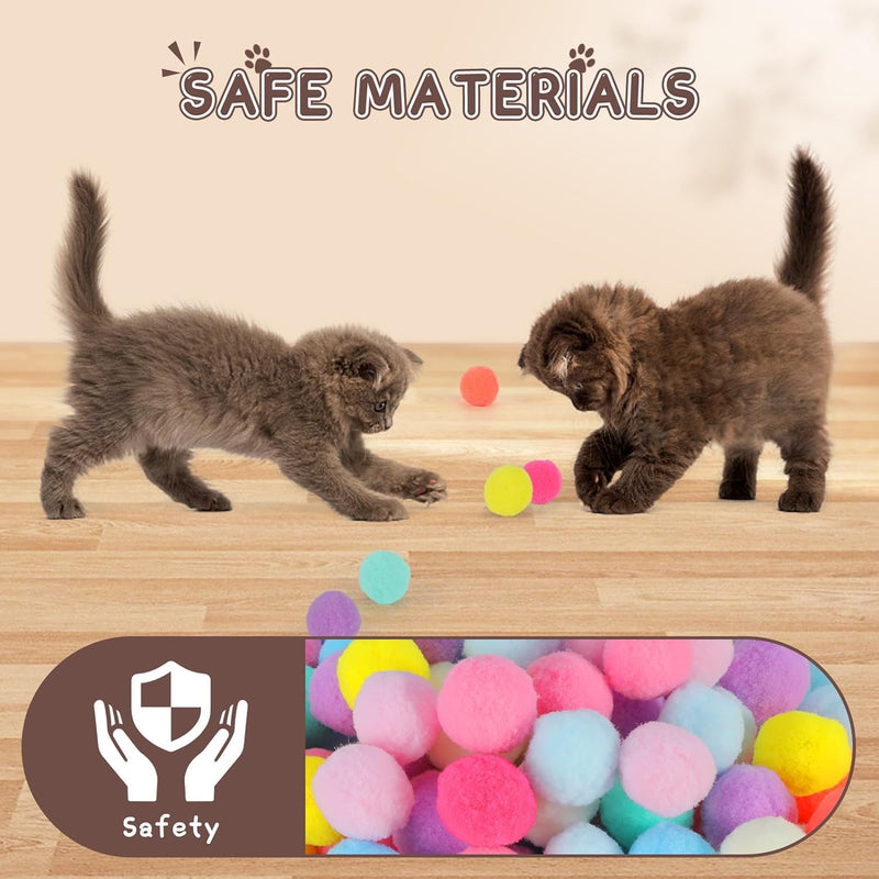 Mkitnvy cat toy 50 balls, soft cat balls, kitten pompom toy balls, plush kitten pet toy balls, interactive toy for cats and kittens - PawsPlanet Australia
