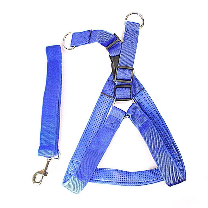 J Jaksons Heavy Duty Dog Big Nylon Belt Harness Attached No Choking Blue and Red Pet - PawsPlanet Australia