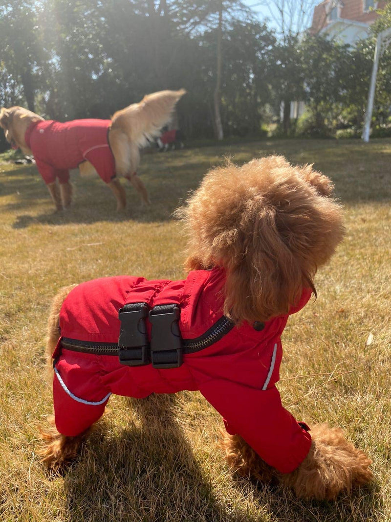 Lovelonglong Dogs Waterproof Jacket, Lightweight Waterproof Jacket Reflective Safety Dog Raincoat Windproof Snow-proof Dog Vest for Small Medium Large Dogs Red M - PawsPlanet Australia