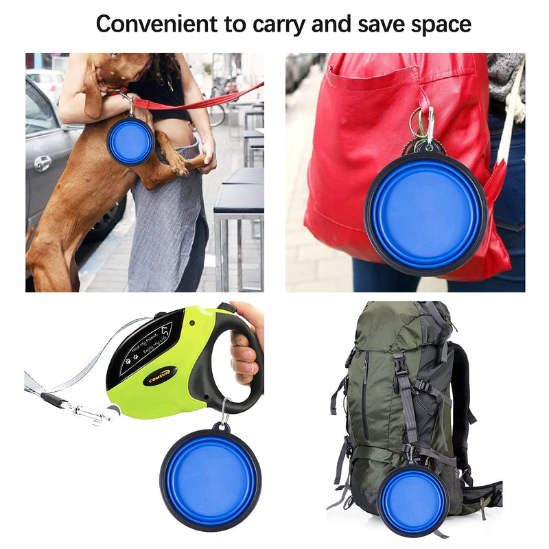 Collapsible Dog Bowl, McoMce 2 Pack Portable Dog Bowl for Pet, Blue and Green Dog Bowl for Travel, Dog Bowls for Cats and Dogs, Folding Travel Dog Bowl Food Dishes with Carabiner Clip - PawsPlanet Australia