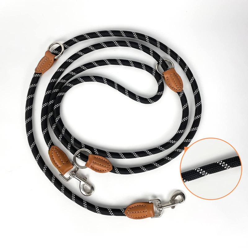Trhillsbrad dog leash 3 m x 14 mm, adjustable dog leash, large medium dog, multifunctional leash, double leash, shoulder leash, robust, black 1.4 cm 2 - PawsPlanet Australia