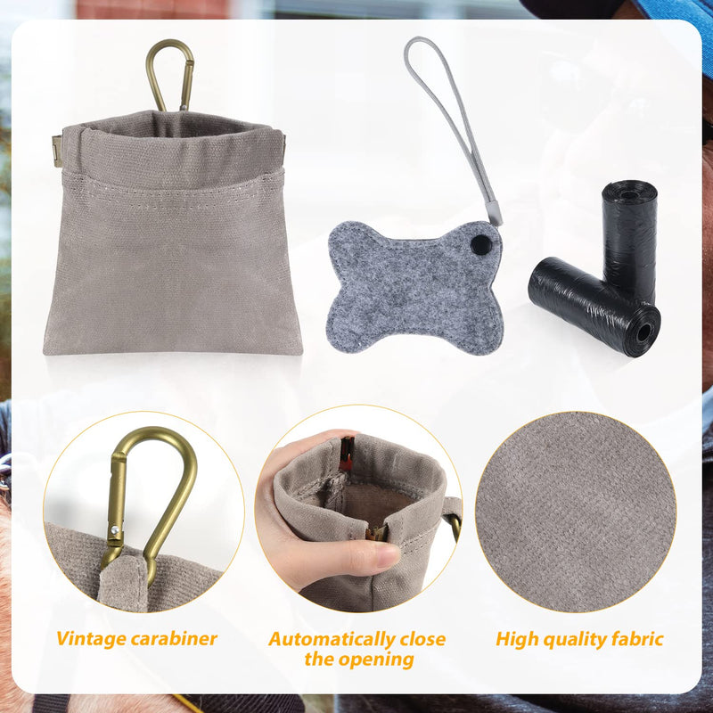 AIEX Dog Treat Bag Pets Walking Bag, 4.7x4.7in Puppy Training Treat Pouch with Carabiner Pet Poop Bags Dog Treat Bags Training Pouch for Pet Travel Daily Outdoor Use (Gray) - PawsPlanet Australia