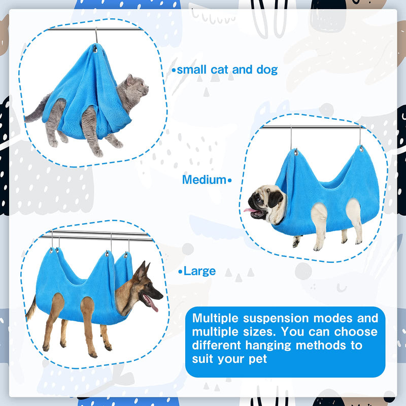 Yookeer Pet Grooming Hammock Helper 2 in 1 Dog Drying Towel and Grooming Sling, Multifunctional Dog Cat Towel Dog Pet Restraint Bag for Nail Clipper Bathing Washing Grooming Small Blue - PawsPlanet Australia