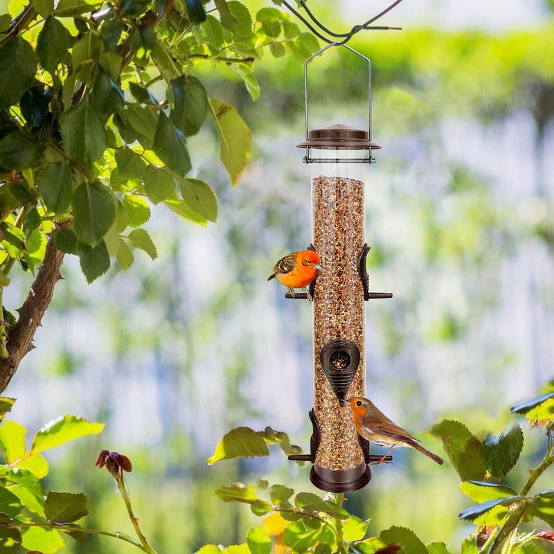 Urban Deco Metal Bird Feeder Tube Hanging Feeders Wild Bird Seed Feeder Heavy Duty Metal 6 Port Bird Feeders with Steel Hanger Weatherproof and Water Resistant Great for Attracting Birds (Coffee) Coffee - PawsPlanet Australia