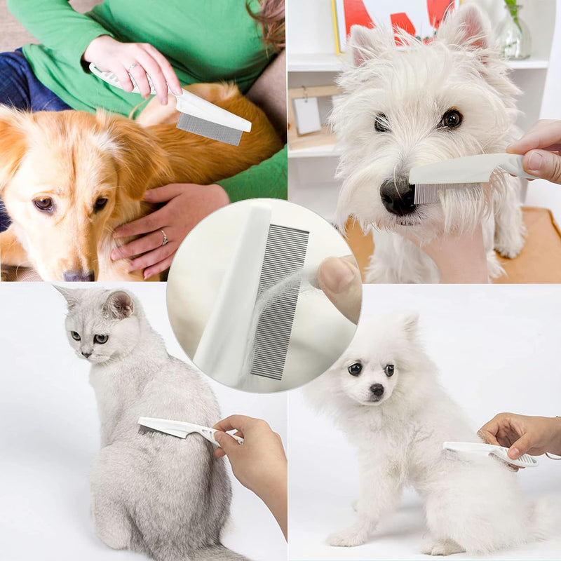 MEISO 4 pieces animal hair comb, cats and dogs comb, multifunctional animal hair comb, cat dog flea comb, pet tear stain remover comb set, pet dog cat care comb - PawsPlanet Australia