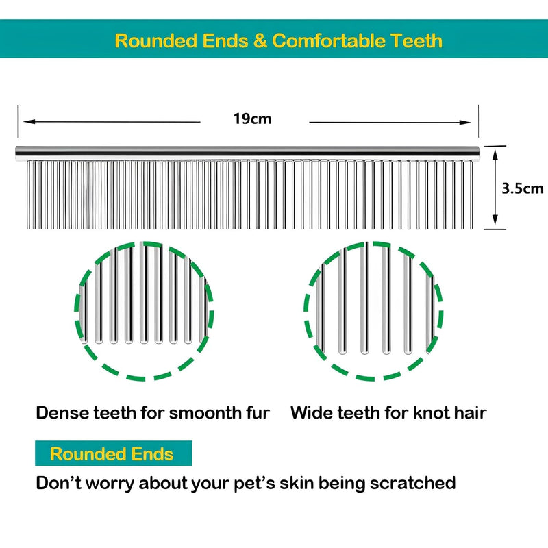 Dog Combs Pet Steel Comb Pet Comb Stainless Steel Pet Grooming Comb for Removing Tangles and Knots, Poodle Grooming Deshedding Tool - PawsPlanet Australia